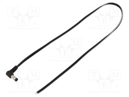 Cable; wires,DC 5,5/2,1 plug; angled; 0.5mm2; black; 0.5m