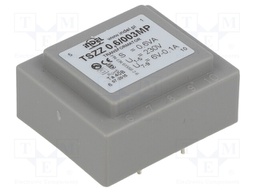 Transformer: encapsulated; 0.6VA; 230VAC; 6V; 0.1A; Mounting: PCB