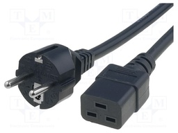 Cable; CEE 7/7 (E/F) plug,IEC C19 female; 5m; black; PVC; 16A
