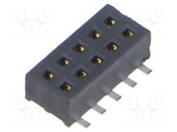 Connector: pin strips; female; PIN: 10; 1.27mm; gold flash; SMT