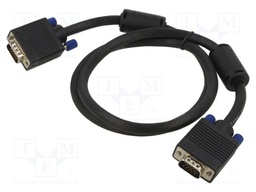 Cable; D-Sub 15pin plug,both sides; 1m; black; 28AWG; black