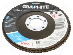 Flap grinding wheels; Ø: 115mm; Øhole: 22.2mm; Granularity: 80