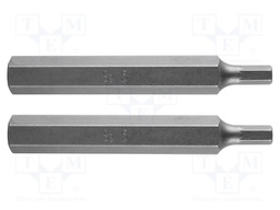 Screwdriver bit; hex key; HEX 5mm; Overall len: 75mm; 2pcs.
