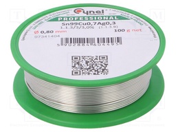 Soldering wire; Sn99Ag0,3Cu0,7; 0.8mm; 100g; lead free; 216÷227°C