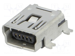 Socket; USB B mini; SMT; PIN: 5; horizontal; Package: tape; 750pcs.