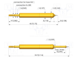 Test needle; Spring compression: 6mm; 10mm; 2A; steel; gold-plated