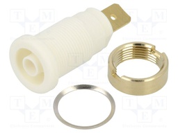 Connector: 4mm banana; socket; 32A; 1kV; white; gold-plated; 33mm