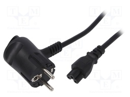 Cable; CEE 7/7 (E/F) plug angled,IEC C5 female; 1.5m; Tinen