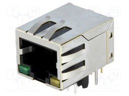 Socket; RJ45; PIN: 8; shielded,with LED; Layout: 8p8c; THT