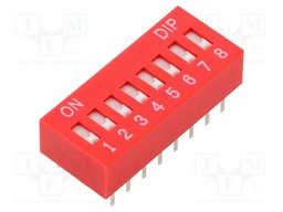 Switch: DIP-SWITCH; Poles number: 8; OFF-ON; 0.025A/24VDC; Pos: 2/8