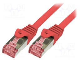 Patch cord; S/FTP; 6; stranded; Cu; LSZH; red; 7.5m; 27AWG