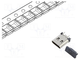 Connector: USB C; socket; SMT; PIN: 16; vertical; top board mount
