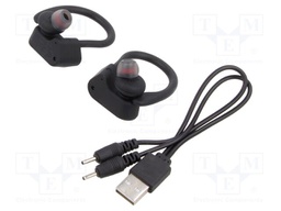 Wireless headphones with microphone; black; Features: with LED