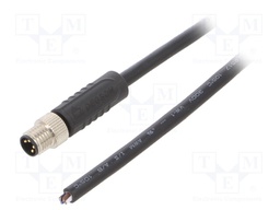 Connector: M8; male; PIN: 4; straight; plug; 3A; 30V; IP65/IP67; 1m