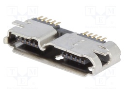 Socket; USB B micro; on PCBs; SMT; horizontal; USB 3.0; 1A; 30V