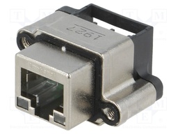Socket; RJ45; with LED; IP67; THT; for panel mounting; angled 90°