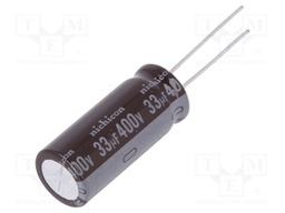 Capacitor: electrolytic; THT; 33uF; 400VDC; Ø12.5x31.5mm; ±20%