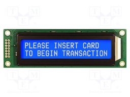 Display: LCD; STN Negative; 20x2; blue; 116x37mm; LED; 5V