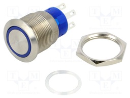 Switch: vandal resistant; Pos: 2; DPST; 3A/250VAC; OFF-(ON); blue