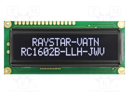 Display: LCD; alphanumeric; VA Negative; 16x2; 80x36x13.2mm; LED