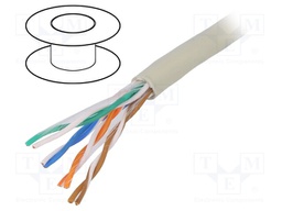 Wire; U/UTP; 5e; solid; Cu; 4x2x24AWG; PVC; grey; 305m
