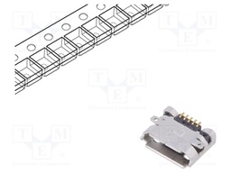 Socket; USB B micro; on PCBs; SMT; PIN: 5; horizontal; USB 2.0