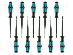 Kit: screwdrivers; Pcs: 10; insulated; slot; Size: 4,0x0,8mm