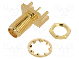 Socket; SMA; female; card edge; 50Ω; SMT; on PCBs; teflon
