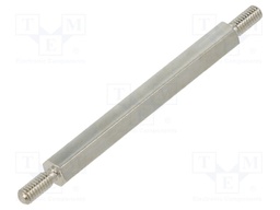 Screwed spacer sleeve; 35mm; Ext.thread: M2,5; hexagonal; brass