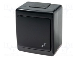 Touch switch; 250VAC; IP44; wall mount; black; No.of butt: 1