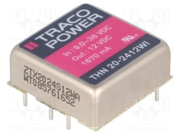 Converter: DC/DC; 20W; Uin: 9÷36V; 12VDC; Iout: 1670mA; 1"x1"; 15g