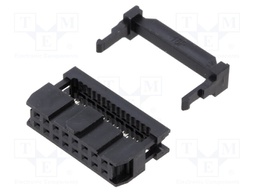 Plug; IDC; female; PIN: 16; with cable clamp; IDC; for ribbon cable