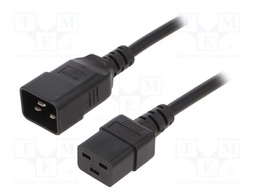 Cable; 3x1.5mm2; IEC C19 female,IEC C20 male; PVC; 1.8m; black
