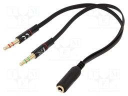 Cable; Jack 3.5mm 3pin plug x2,Jack 3.5mm 4pin socket; 0.2m