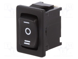 ROCKER; SP3T; Pos: 3; ON-OFF-ON; 6A/250VAC; black; IP40; none; 100mΩ