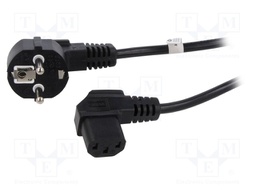 Cable; CEE 7/7 (E/F) plug angled,IEC C13 female 90°; PVC; 5m