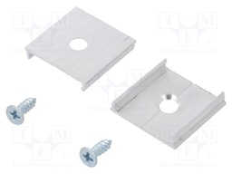 Holder T; natural; aluminium; Kit: 2 holders,2 screws