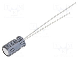 Capacitor: electrolytic; THT; 4.7uF; 50VDC; Ø4x7mm; Pitch: 1.5mm