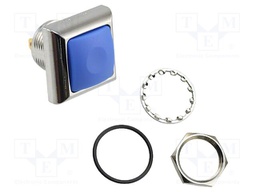 Switch: push-button; Pos: 2; SPST-NO; 0.2A/50VDC; 0.5A/48VAC; blue
