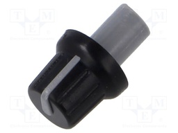 Knob; with pointer; ABS; Øshaft: 6mm; Ø15.8x13.8mm; black; push-in