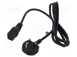 Cable; 3x1.5mm2; BS 1363 (G) plug,IEC C19 female; PVC; 1.8m; 13A