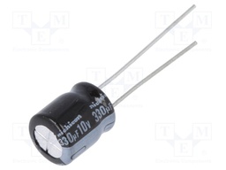 Capacitor: electrolytic; THT; 330uF; 10VDC; Ø8x9mm; Pitch: 3.5mm