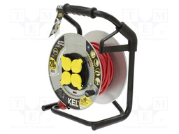 Extension lead; reel,with non-rotating sockets; Sockets: 4; red