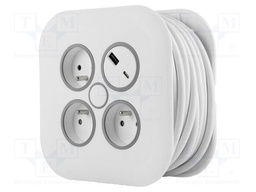 Mains; 3x1mm2; Schuko,with protection; Sockets: 5; PVC; white; 10m