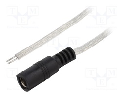Cable; wires,DC 5,5/2,1 socket; straight; 0.5mm2; transparent; 5m