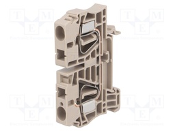 Splice terminal: rail; 6mm2; ways: 1; terminals: 2; beige; Width: 8mm