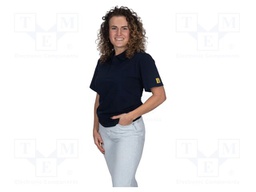 Polo shirt; navy blue; cotton,polyester,conductive fibers