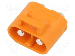 Connector: DC supply; socket; male; 30A; PIN: 2; on PCBs; THR; orange