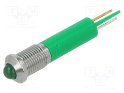 Indicator: LED; prominent; green; Ø8mm; IP67; Q8; brass; ØLED: 5mm