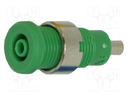 Connector: 2mm banana; socket; green; 1,9mm soldering hole